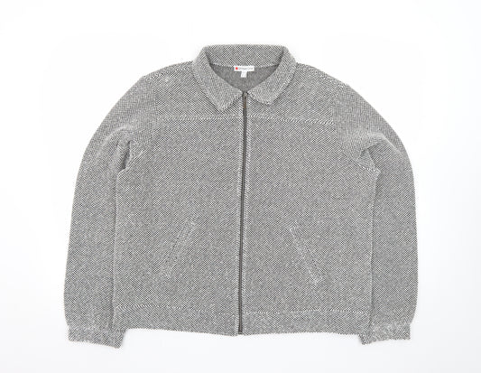 Street One Women's Grey Herringbone Zip Up Jacket Size 16