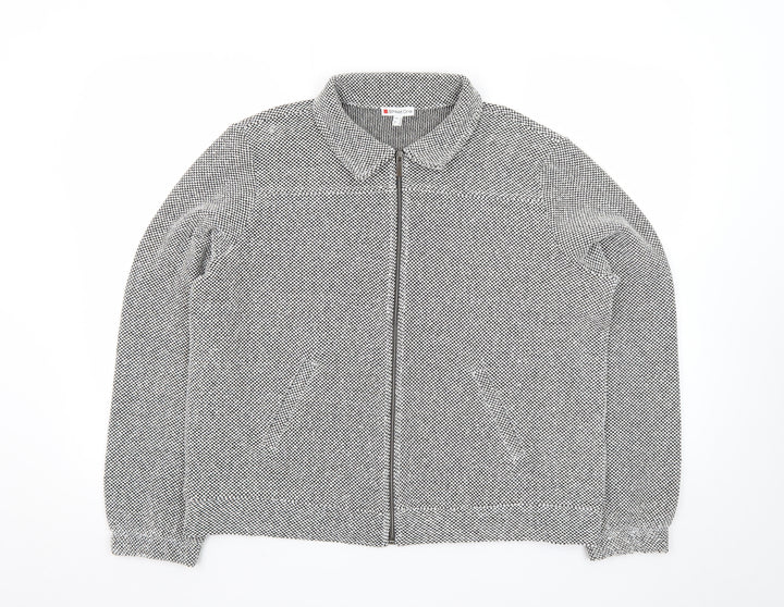 Street One Women's Grey Herringbone Zip Up Jacket Size 16