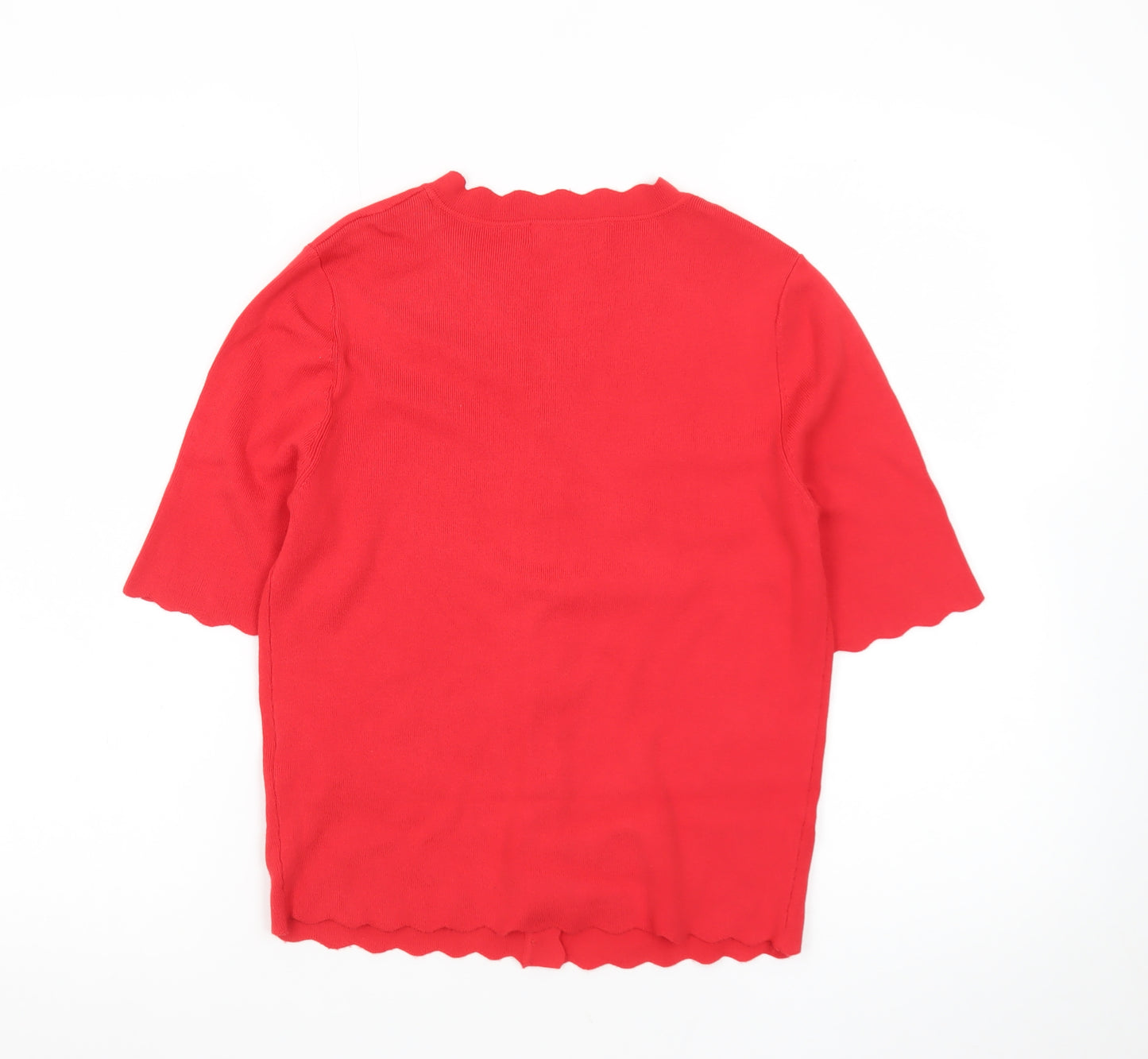 Marks and Spencer Women Red Small Scallop Edge Cardigan Knit Top