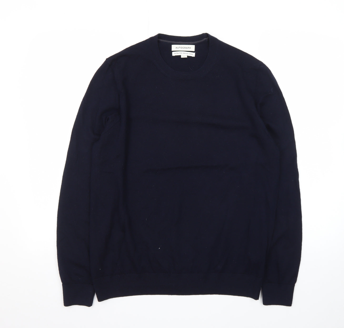 Marks and Spencer Men’s Blue Merino Wool Crew Neck Jumper L