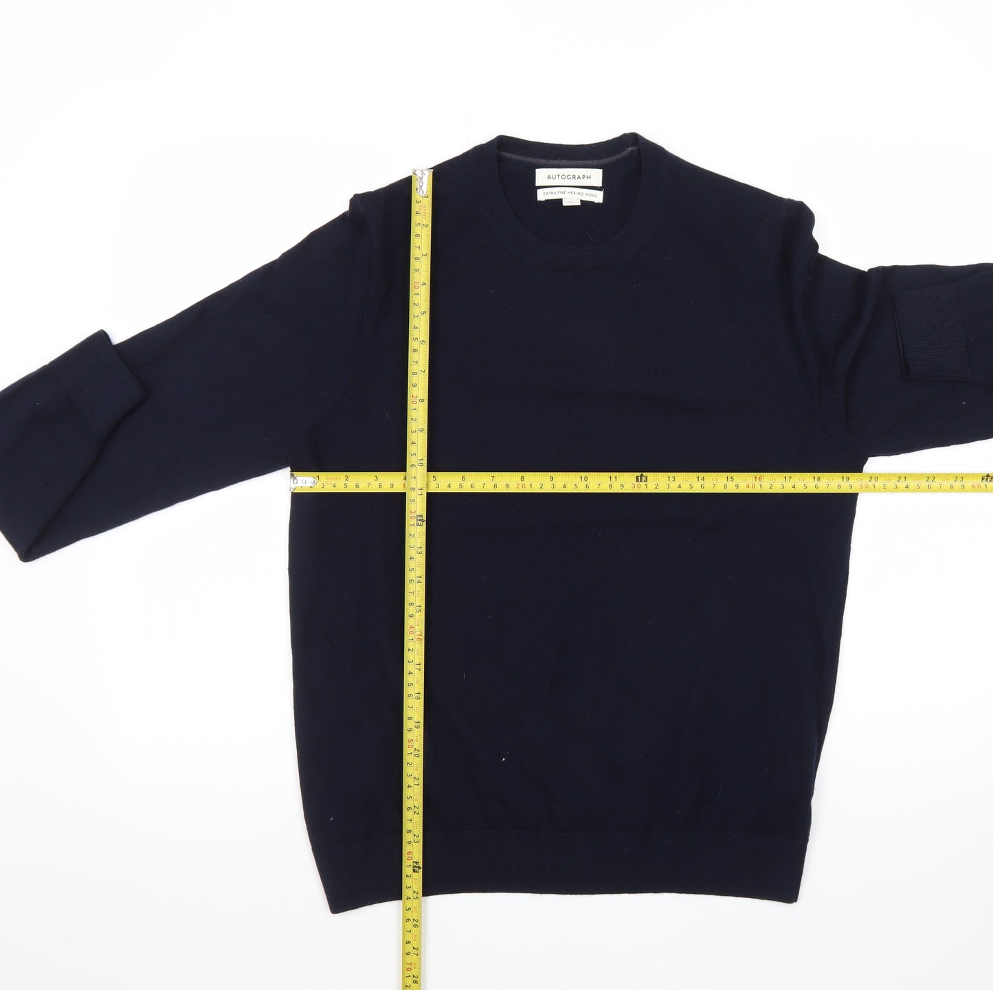 Marks and Spencer Men’s Blue Merino Wool Crew Neck Jumper L