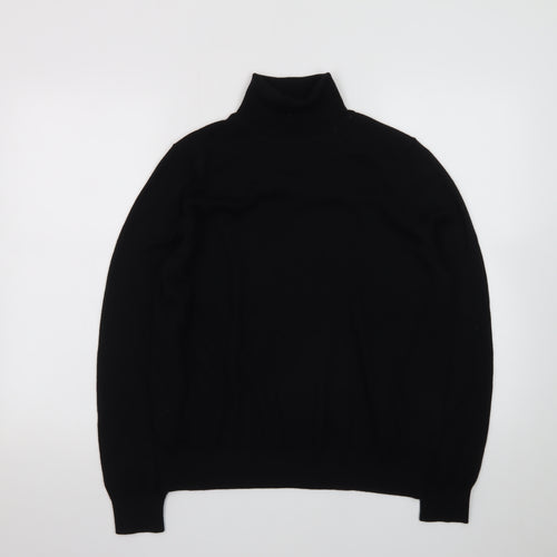 Marks and Spencer Men's Black Roll Neck Merino Wool Jumper Size L