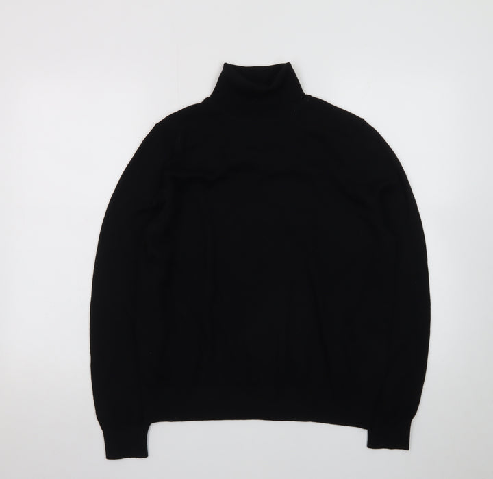 Marks and Spencer Men's Black Roll Neck Merino Wool Jumper Size L
