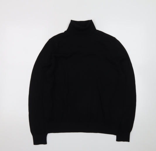 Marks and Spencer Men's Black Roll Neck Merino Wool Jumper Size L