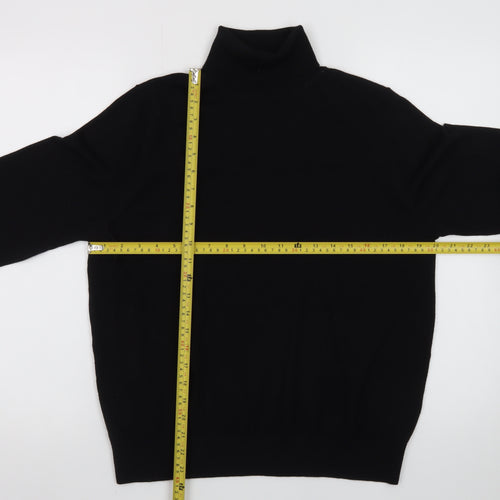 Marks and Spencer Men's Black Roll Neck Merino Wool Jumper Size L