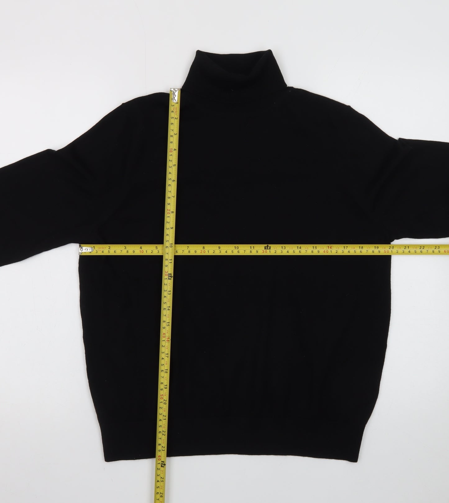 Marks and Spencer Men's Black Roll Neck Merino Wool Jumper Size L