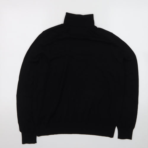 Marks and Spencer Men's Black Roll Neck Merino Wool Jumper Size L