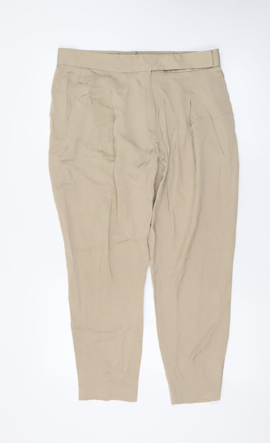 AllSaints Women Beige Size 12 Cedie Sky Pleated Tapered Trousers
