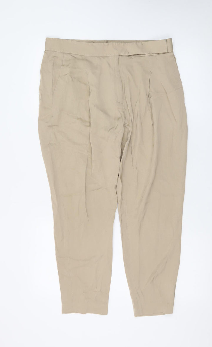 AllSaints Women Beige Size 12 Cedie Sky Pleated Tapered Trousers