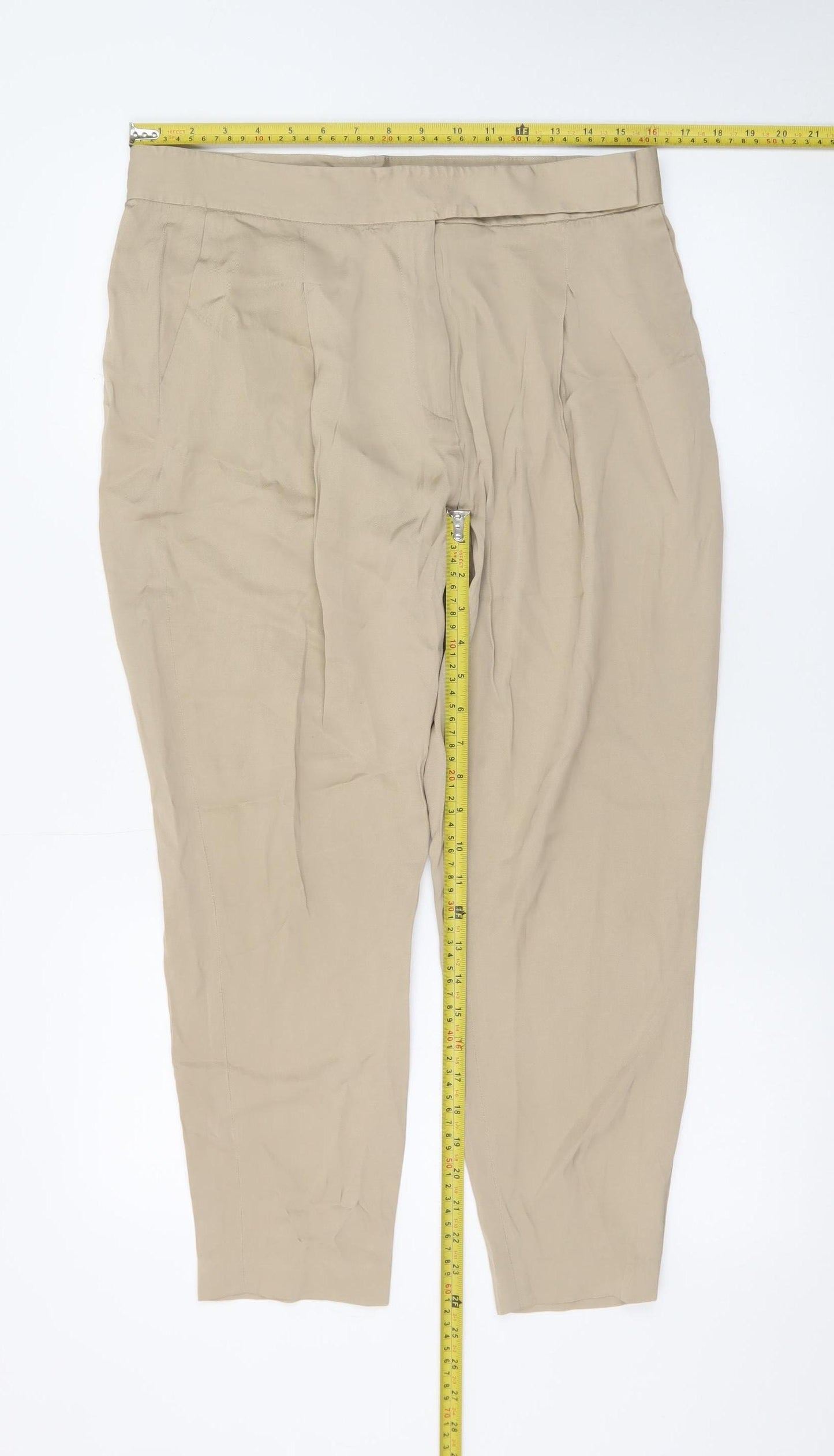 AllSaints Women Beige Size 12 Cedie Sky Pleated Tapered Trousers