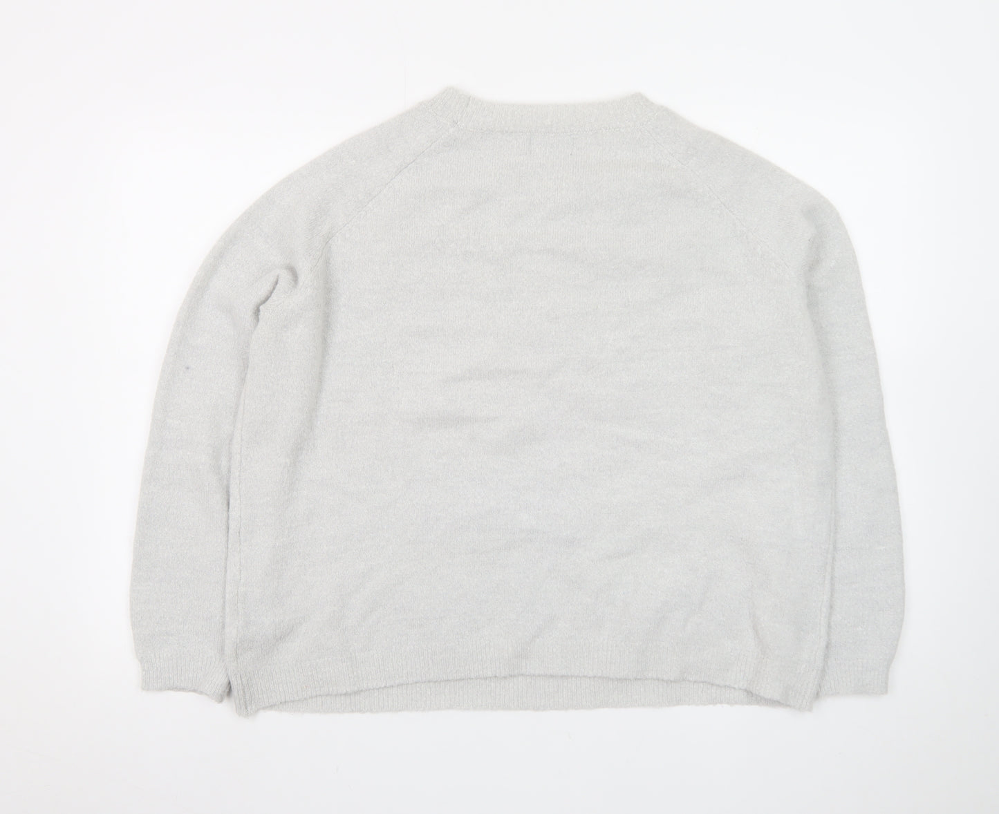 Klass Women’s Grey Beaded Crew Neck Pullover Jumper Size 2XL