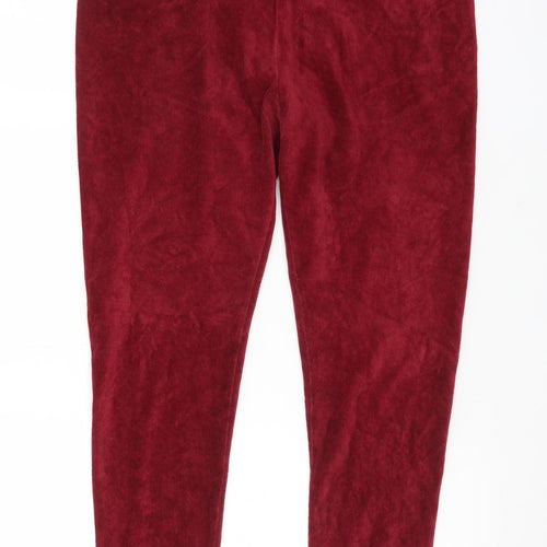 Marks and Spencer Womens Red Velour Leggings Size 16 Short Length