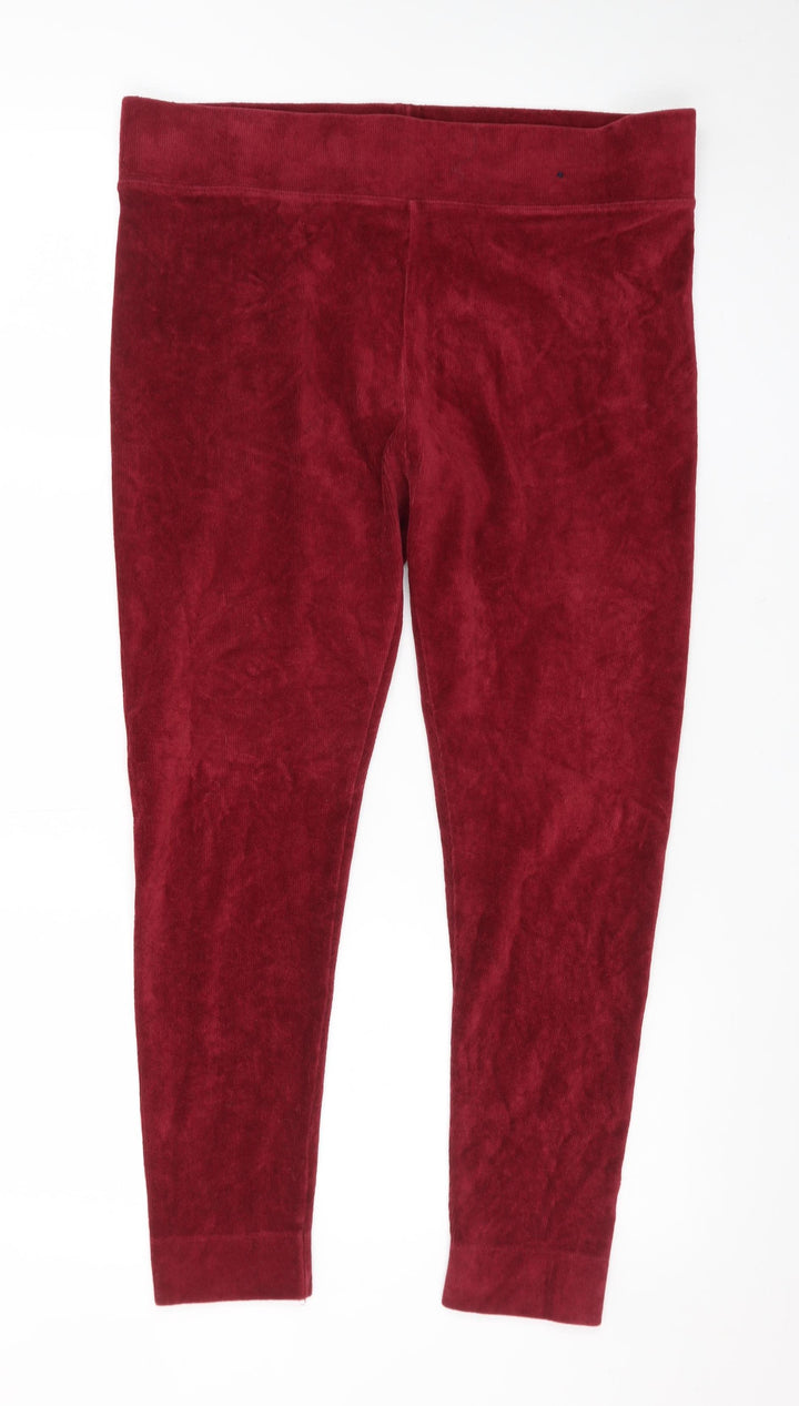 Marks and Spencer Womens Red Velour Leggings Size 16 Short Length