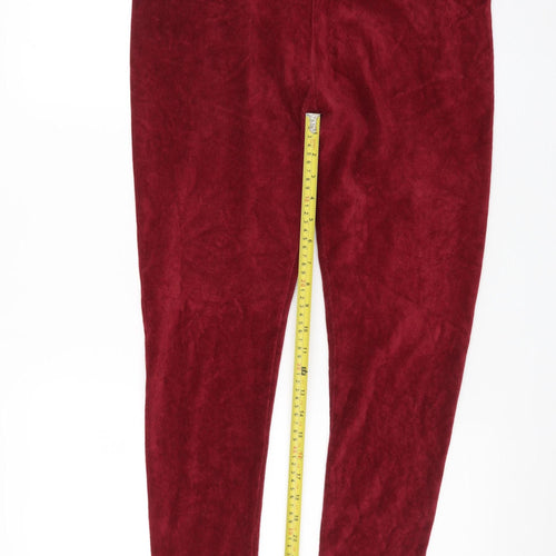 Marks and Spencer Womens Red Velour Leggings Size 16 Short Length