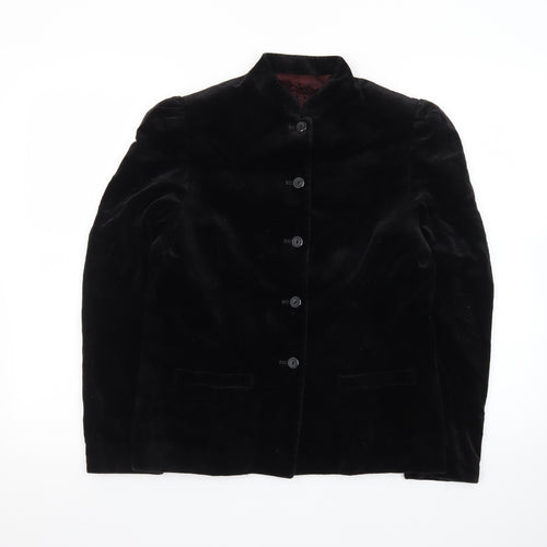 Reldan Womens Black Velvet Blazer Size 12 Classic Buttoned Jacket