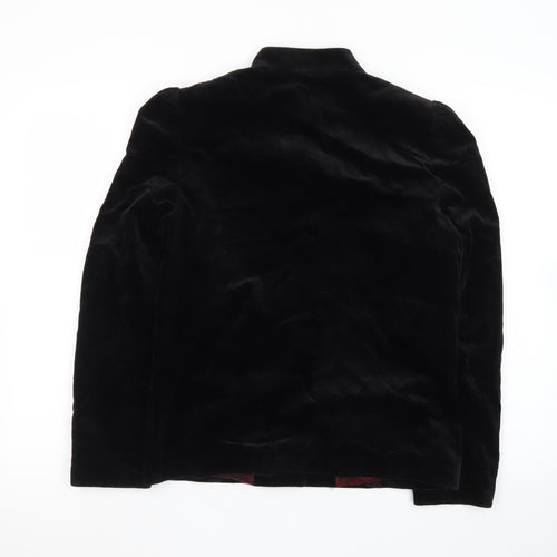 Reldan Womens Black Velvet Blazer Size 12 Classic Buttoned Jacket