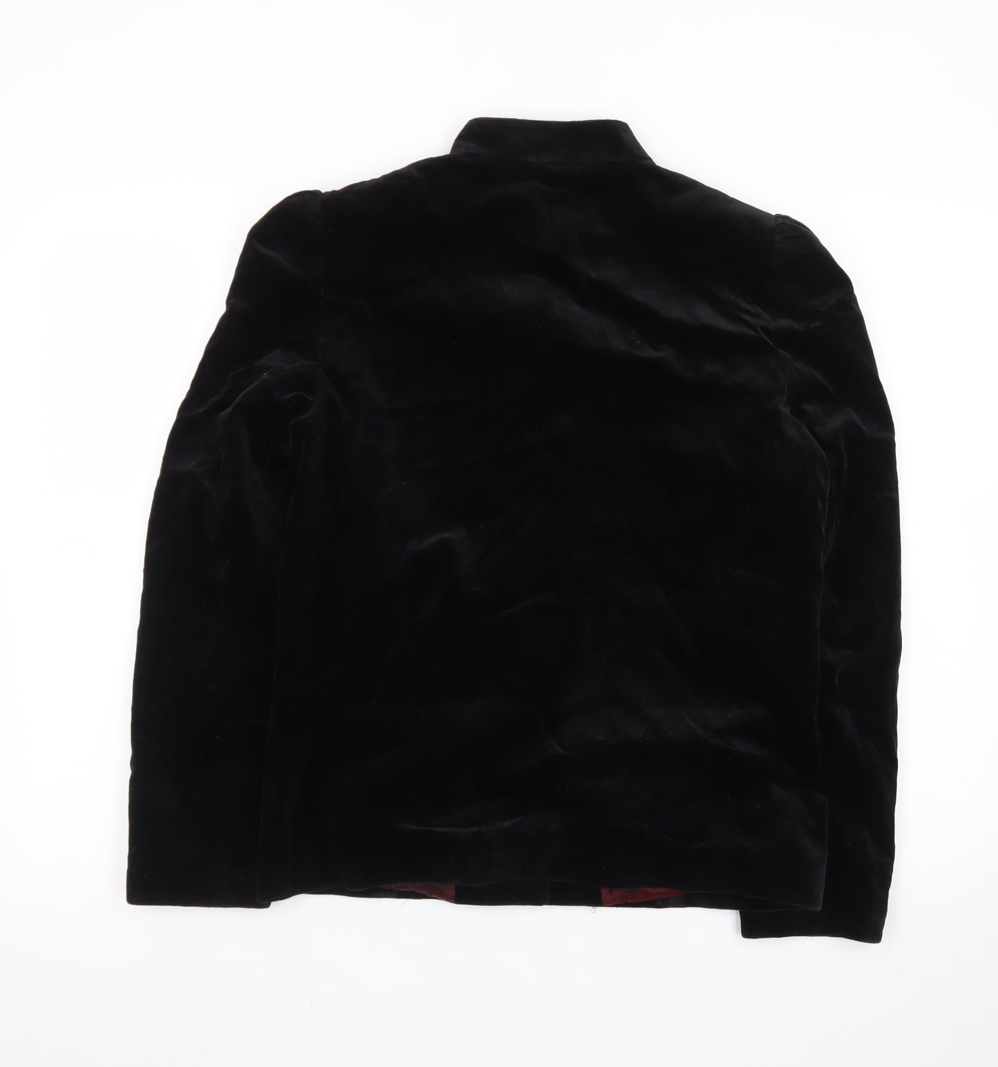 Reldan Womens Black Velvet Blazer Size 12 Classic Buttoned Jacket