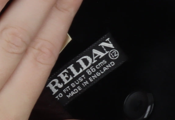 Reldan Womens Black Velvet Blazer Size 12 Classic Buttoned Jacket
