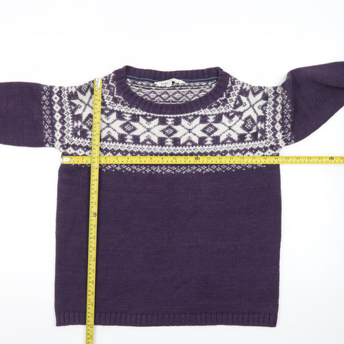 Fat Face Womens Purple Fair Isle Wool Blend Jumper Size 10