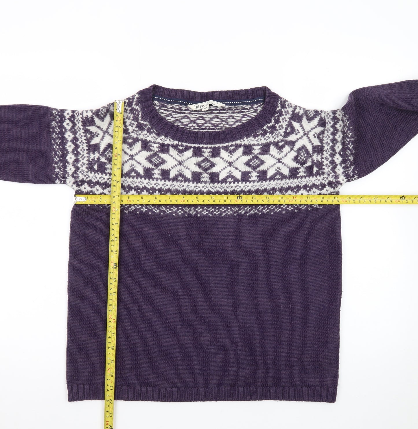 Fat Face Womens Purple Fair Isle Wool Blend Jumper Size 10