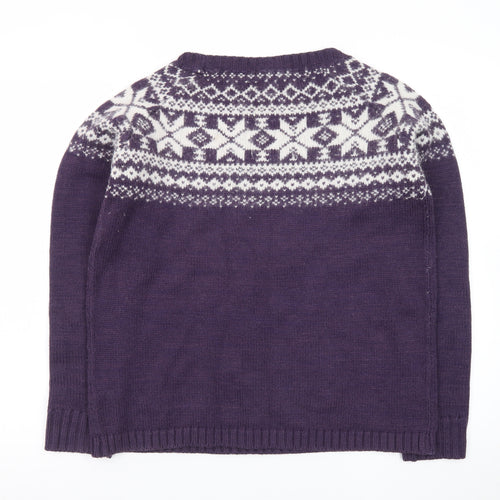 Fat Face Womens Purple Fair Isle Wool Blend Jumper Size 10