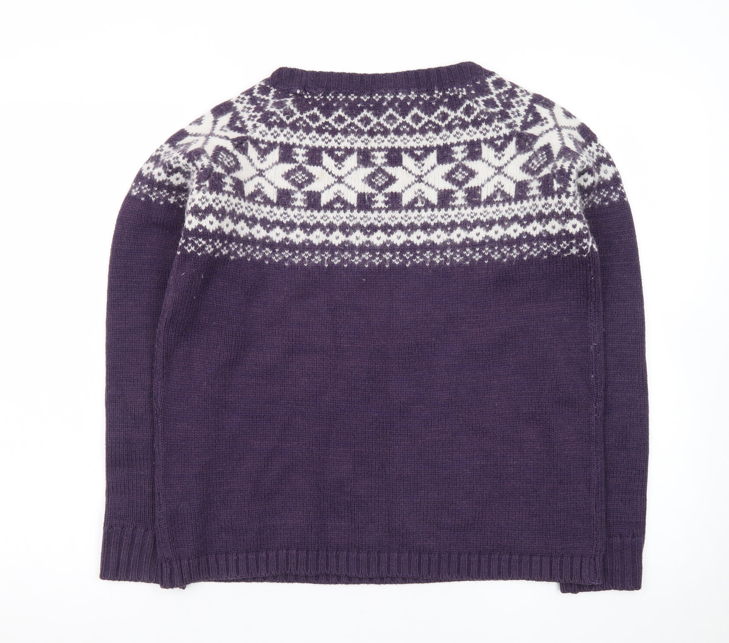 Fat Face Womens Purple Fair Isle Wool Blend Jumper Size 10