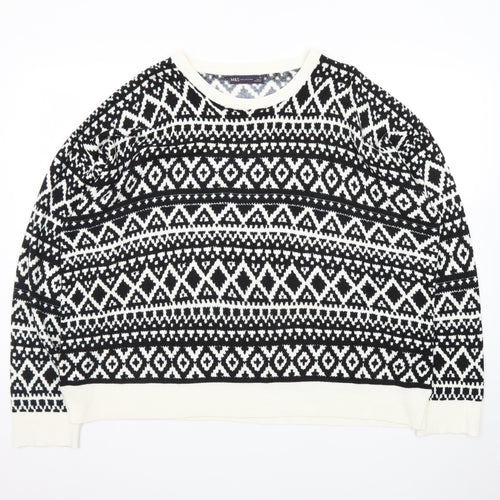 Marks and Spencer Women's Black & White Fair Isle Jumper Size 24