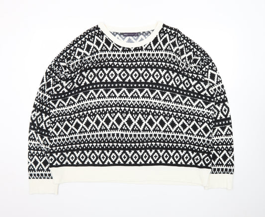 Marks and Spencer Women's Black & White Fair Isle Jumper Size 24