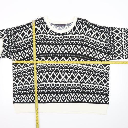 Marks and Spencer Women's Black & White Fair Isle Jumper Size 24