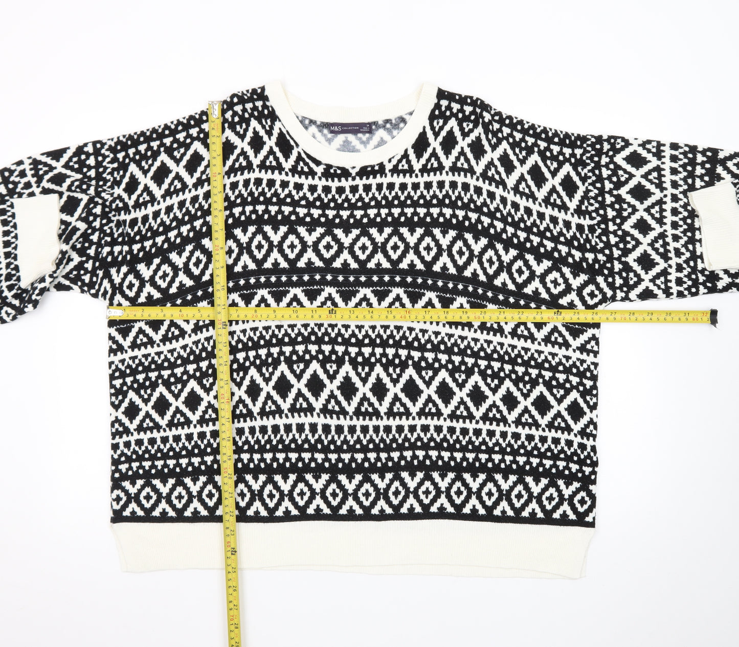 Marks and Spencer Women's Black & White Fair Isle Jumper Size 24