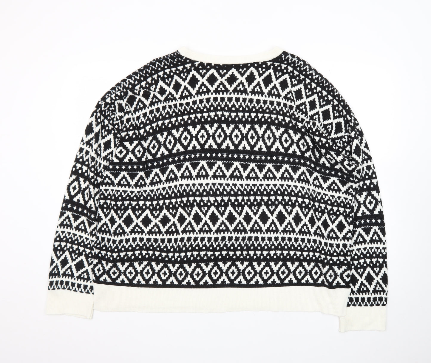 Marks and Spencer Women's Black & White Fair Isle Jumper Size 24