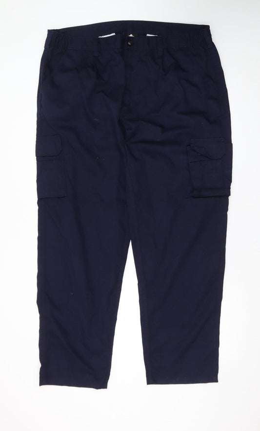 ORN Men's Blue 42R Cargo Work Trousers Polyester Cotton Blend