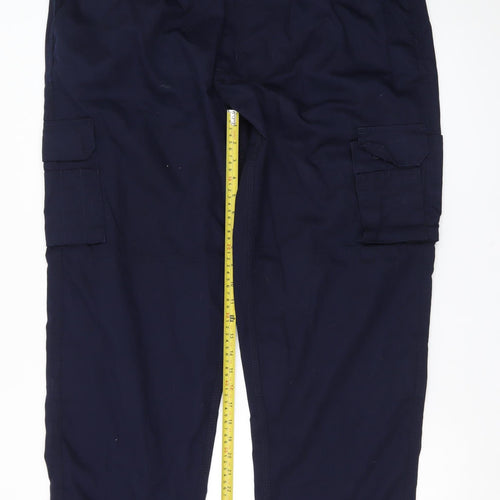 ORN Men's Blue 42R Cargo Work Trousers Polyester Cotton Blend