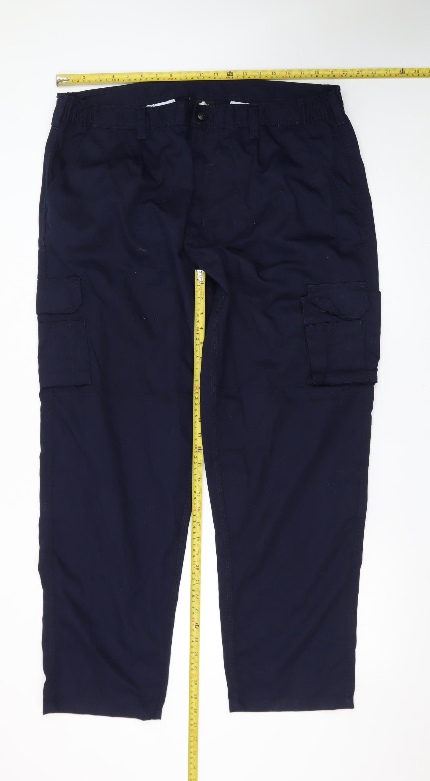 ORN Men's Blue 42R Cargo Work Trousers Polyester Cotton Blend