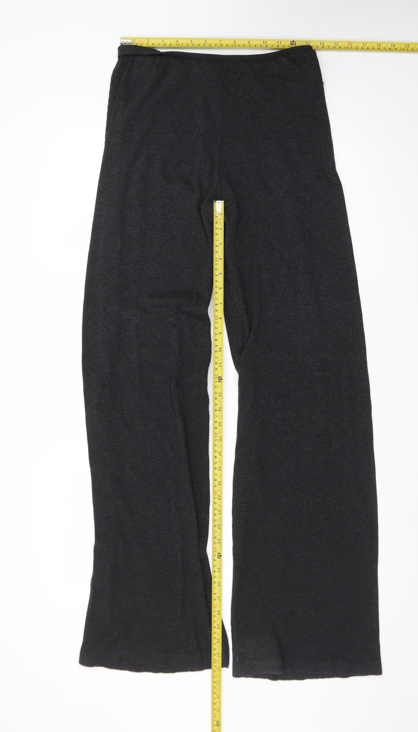Zara Women’s Black Wide-Leg Knit Trousers Size 12