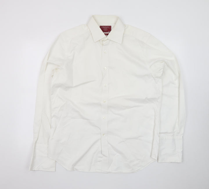 Charles Tyrwhitt Men's White Slim Fit Long Sleeve Cotton Shirt 16.5in