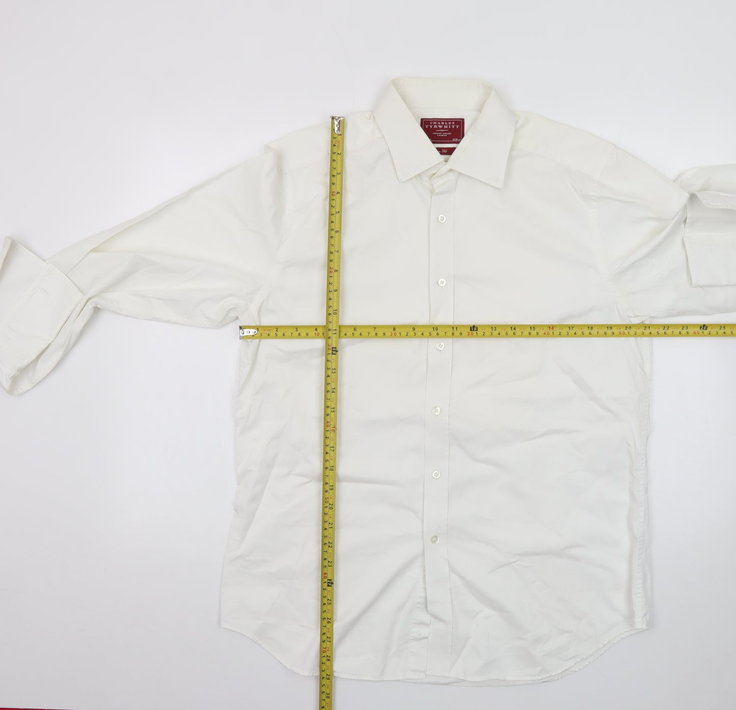Charles Tyrwhitt Men's White Slim Fit Long Sleeve Cotton Shirt 16.5in