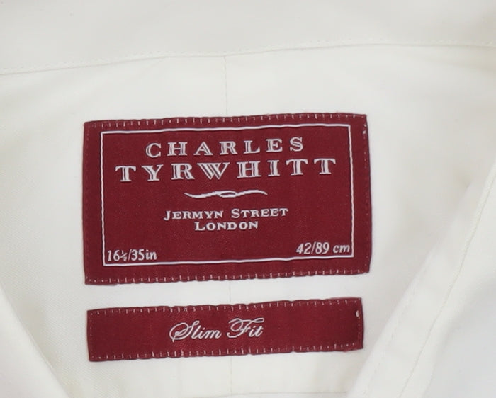 Charles Tyrwhitt Men's White Slim Fit Long Sleeve Cotton Shirt 16.5in