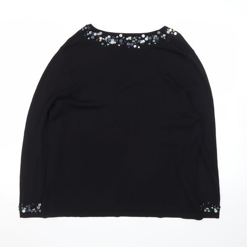 Marks and Spencer Women Black Sequin V-Neck Pullover Jumper Size 20