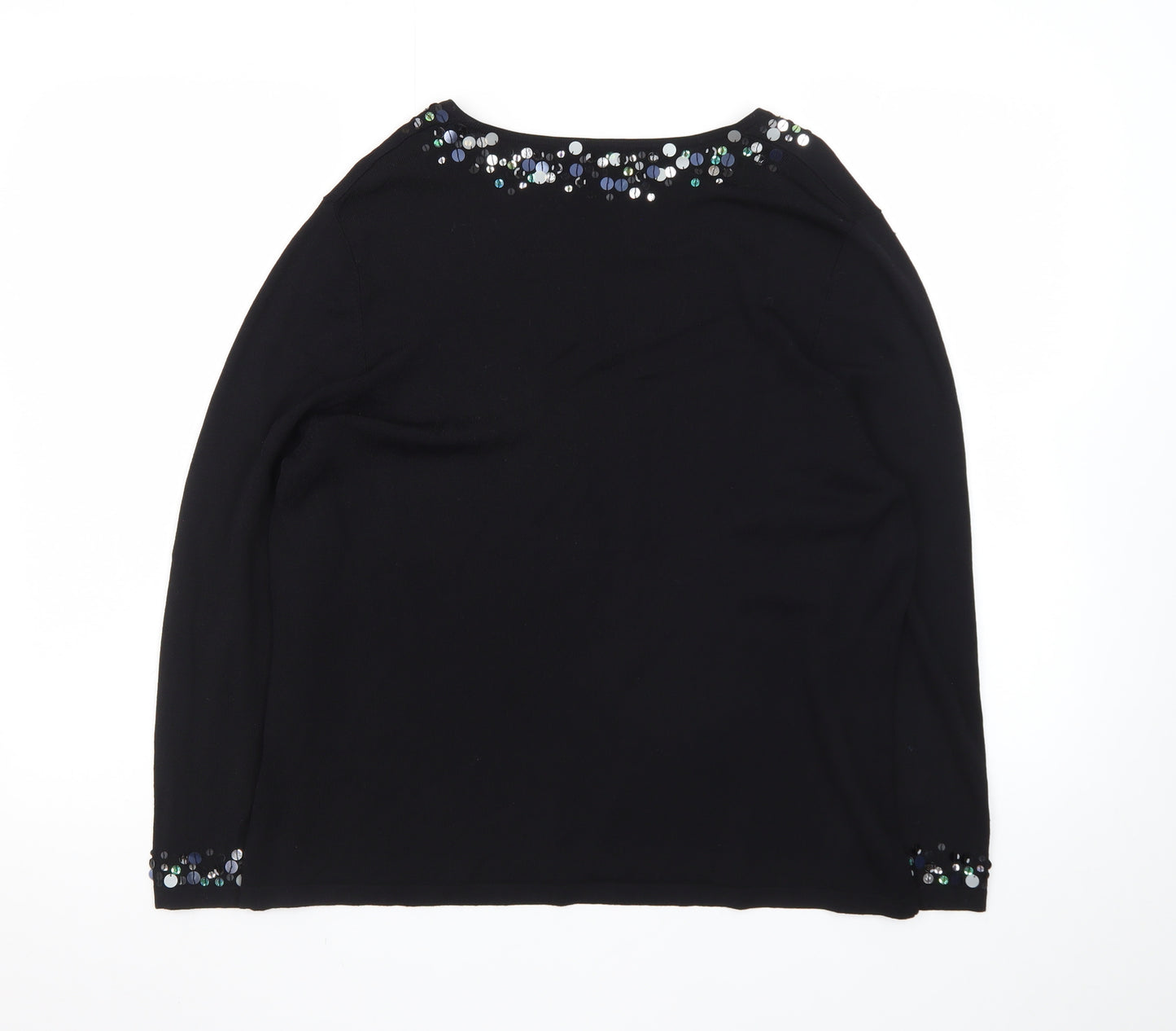 Marks and Spencer Women Black Sequin V-Neck Pullover Jumper Size 20