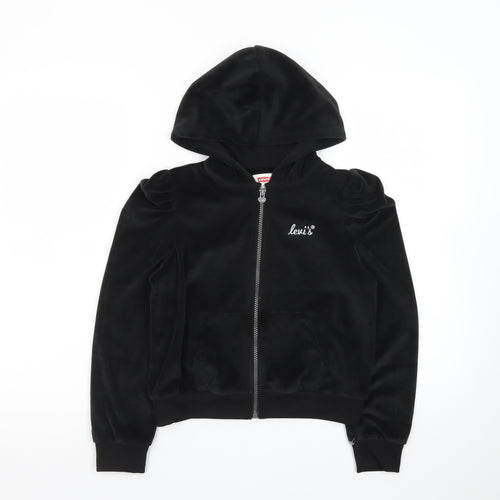 Levi's Girls Black Velour Full Zip Hooded Sweatshirt Size 10A