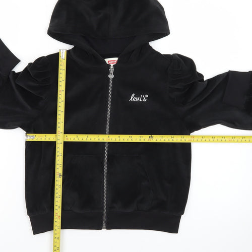 Levi's Girls Black Velour Full Zip Hooded Sweatshirt Size 10A