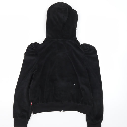 Levi's Girls Black Velour Full Zip Hooded Sweatshirt Size 10A