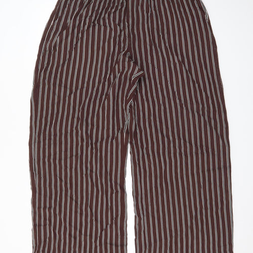 Marks and Spencer Womens Brown Striped Cropped Trousers Size 14