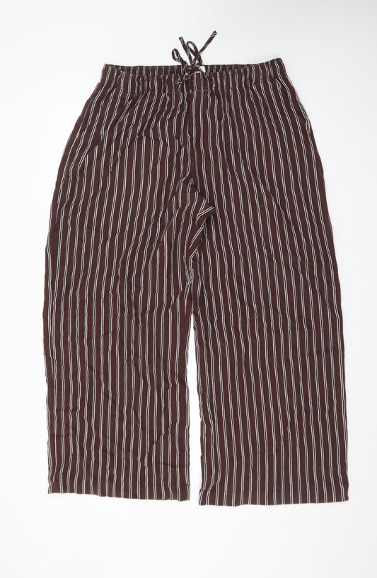 Marks and Spencer Womens Brown Striped Cropped Trousers Size 14