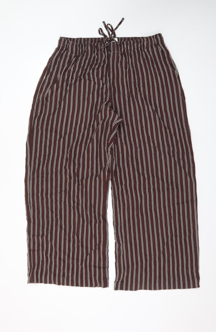 Marks and Spencer Womens Brown Striped Cropped Trousers Size 14