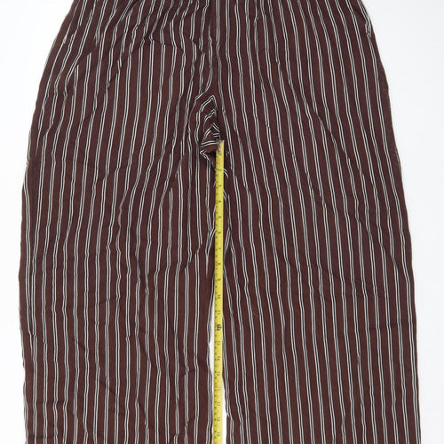 Marks and Spencer Womens Brown Striped Cropped Trousers Size 14