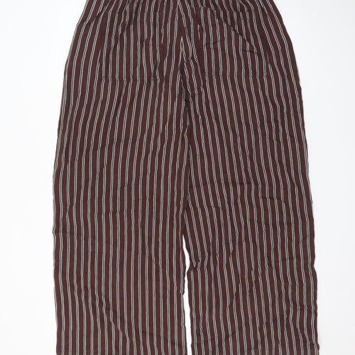 Marks and Spencer Womens Brown Striped Cropped Trousers Size 14