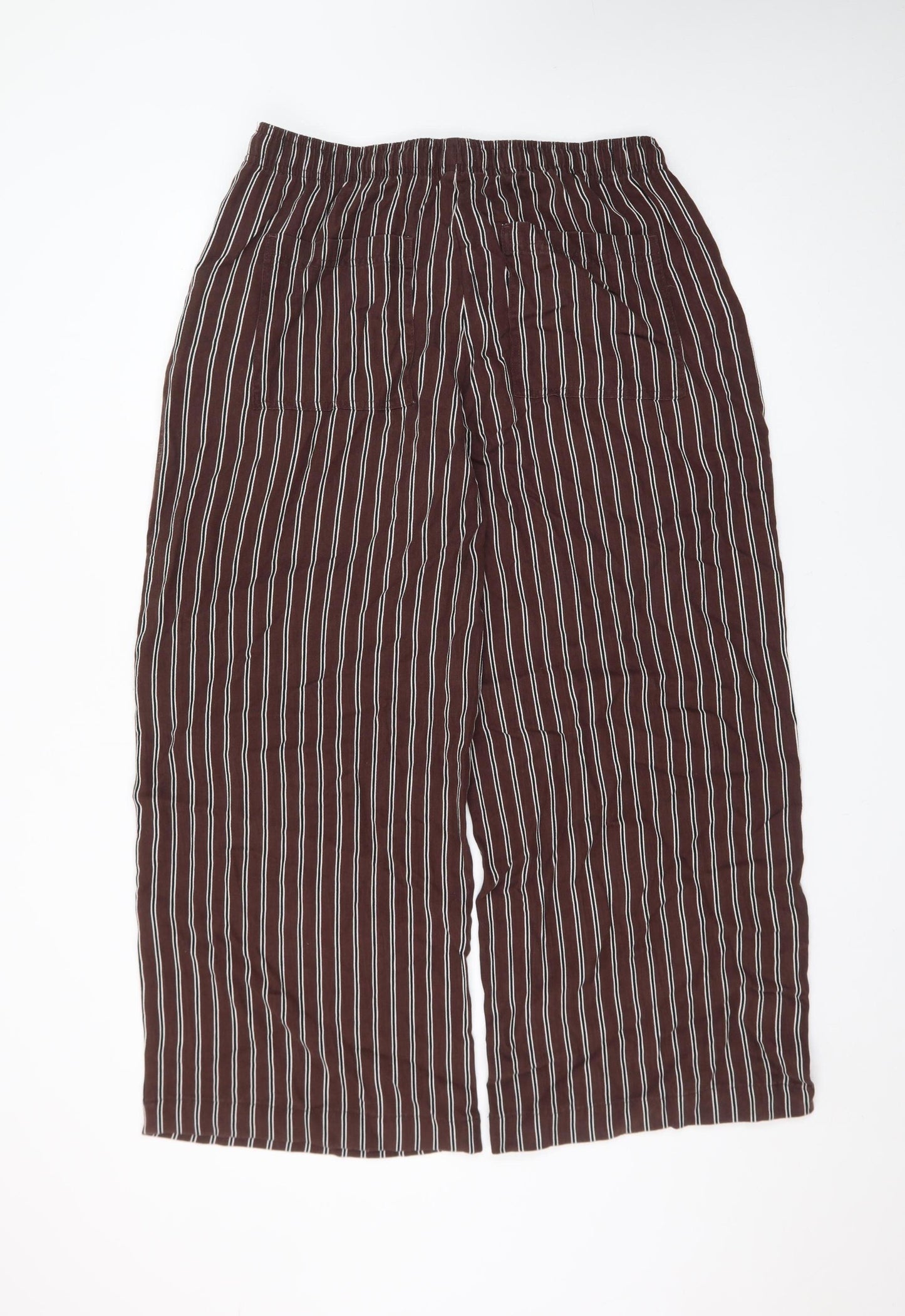 Marks and Spencer Womens Brown Striped Cropped Trousers Size 14