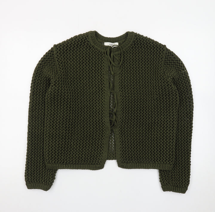 Marks and Spencer Women’s Green Cotton Chunky-Knit Cardigan M